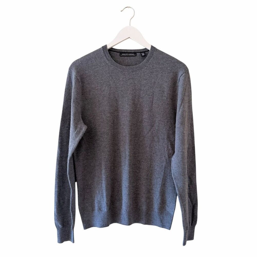 Saks Fifth Avenue Extra Fine Merino Wool Crewneck Sweater Lightweight Cozy Size